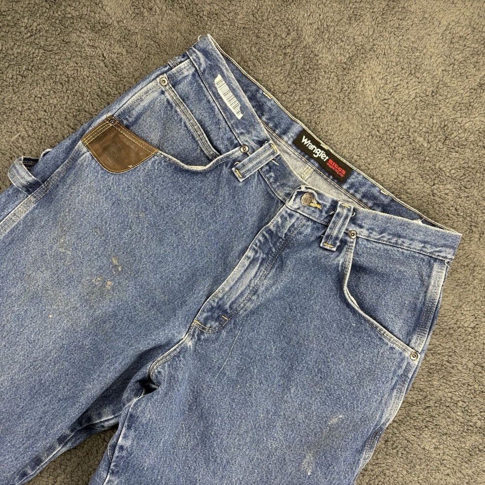 Wrangler Riggs Workwear Pants Men 35x34‎ (32x33) Carpenter Work Blue Denim Jeans